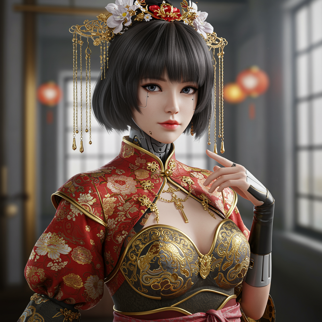 Portrait Woman Embodying Artwork