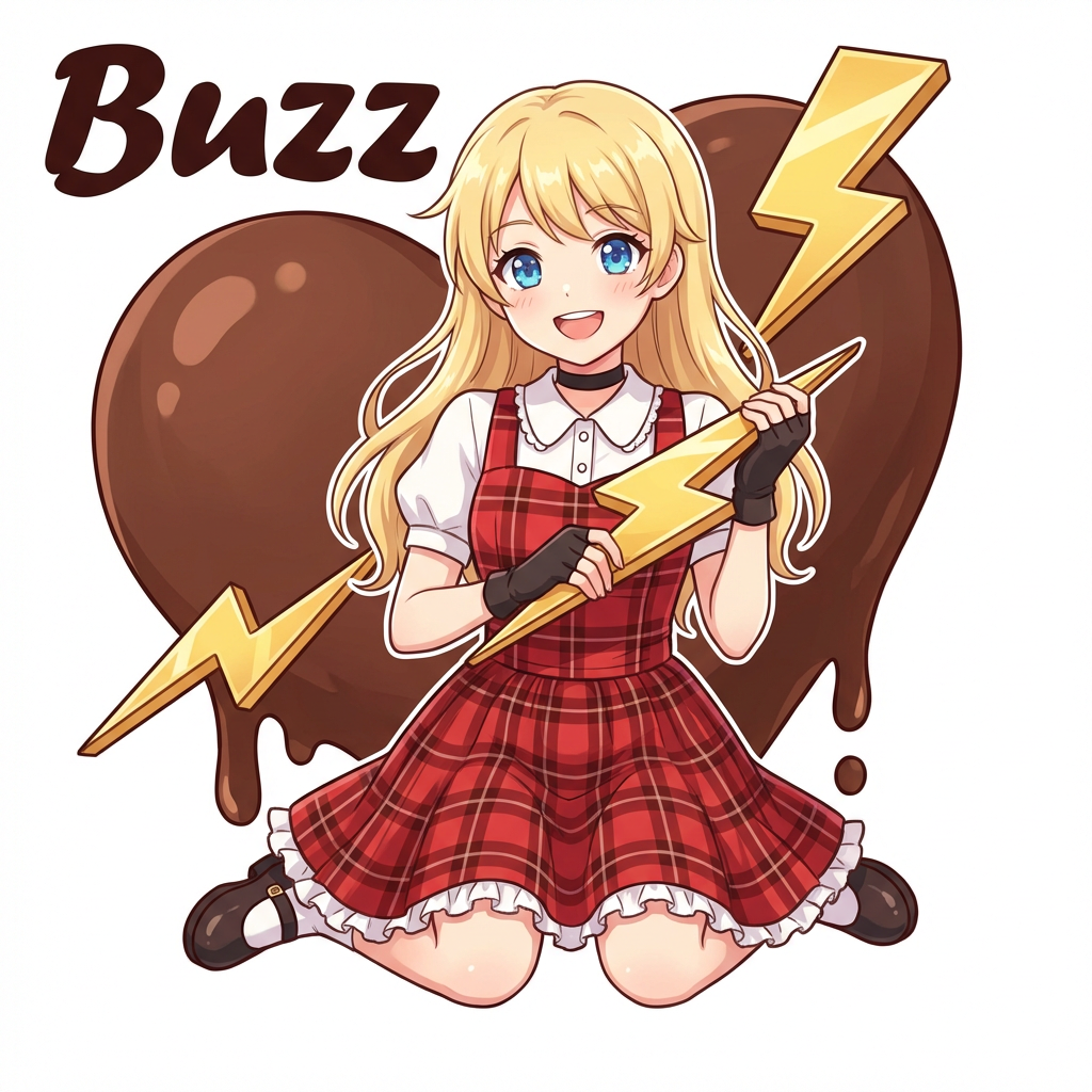 Cute Anime Girl With Golden Lightning Bolt