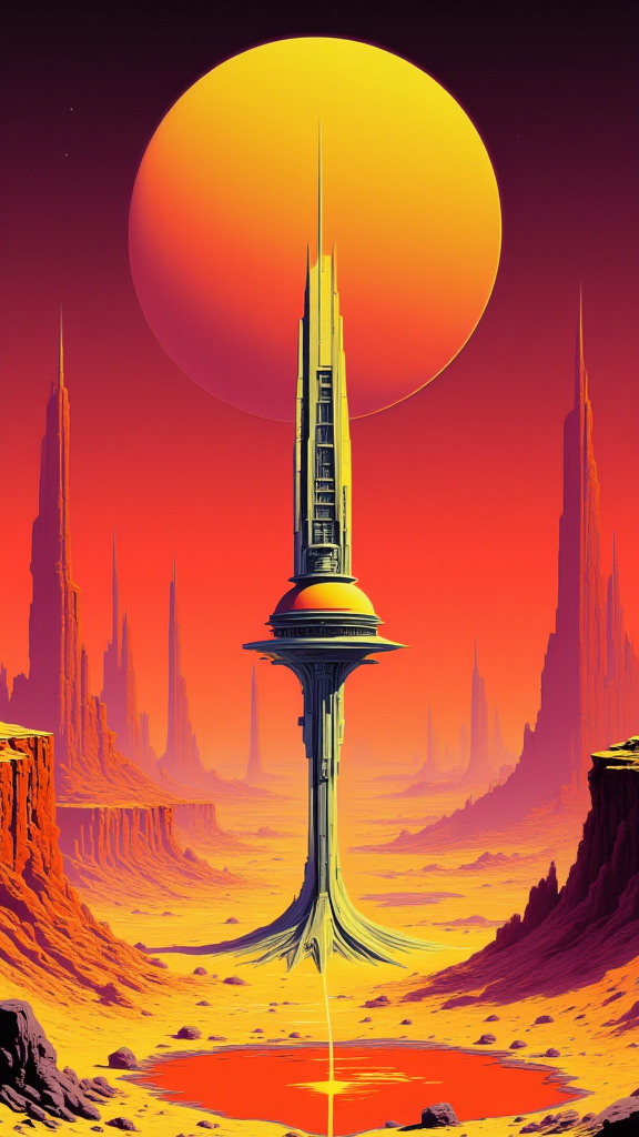 <lora:ck-70sScifi:1>, ck-70scf,
a control tower on a planet. red and yellow color palette, canyons and a lake in the background <lora:ck-70sScifi:1>, ck-70scf,
a control tower on a planet. red and yellow color palette, canyons and a lake in the background