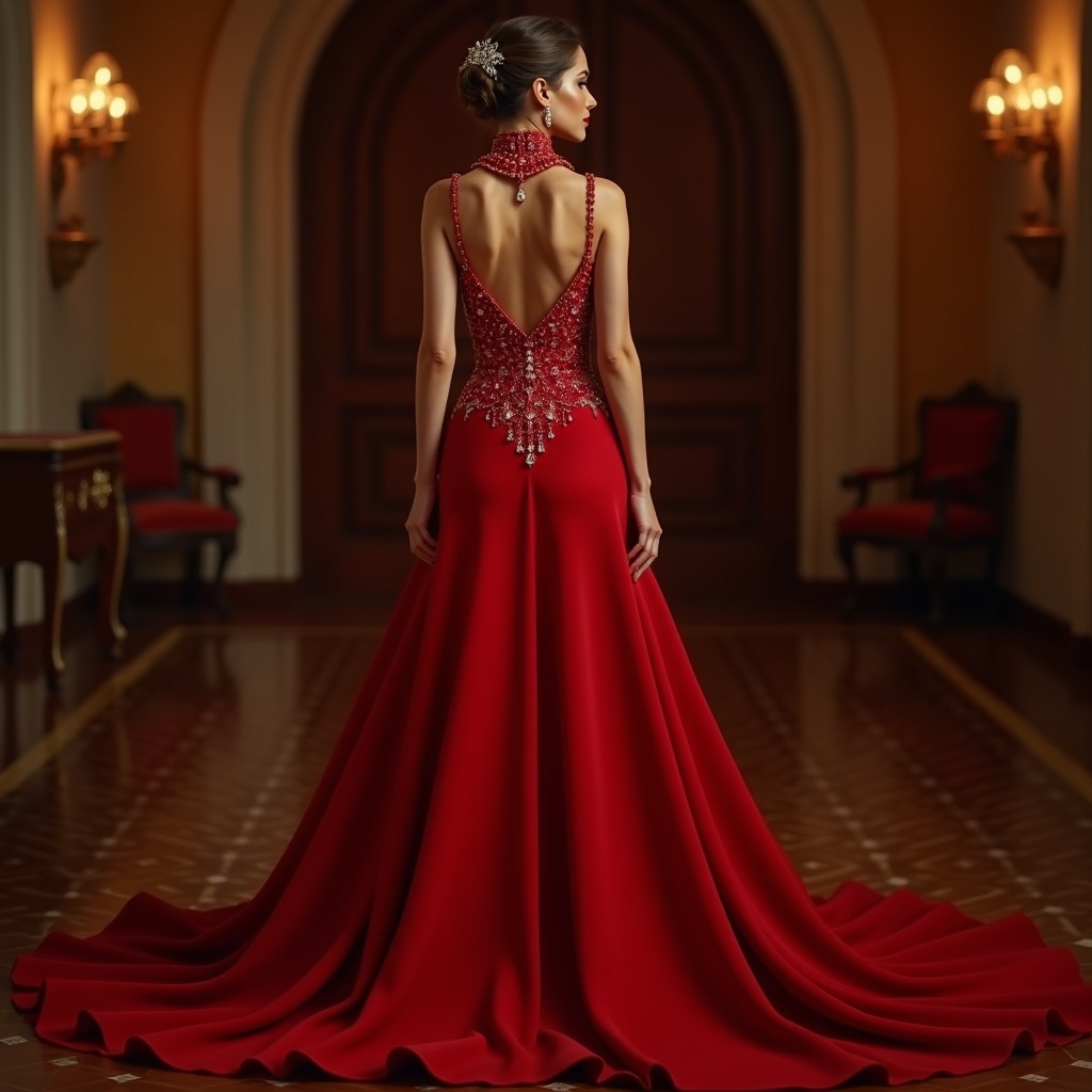 Woman Red Dress Artwork