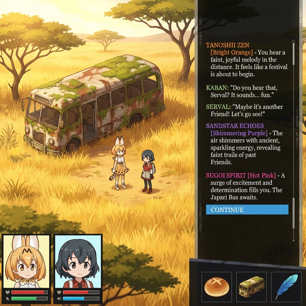 Anime Girls Discovering Abandoned Bus In Savannah