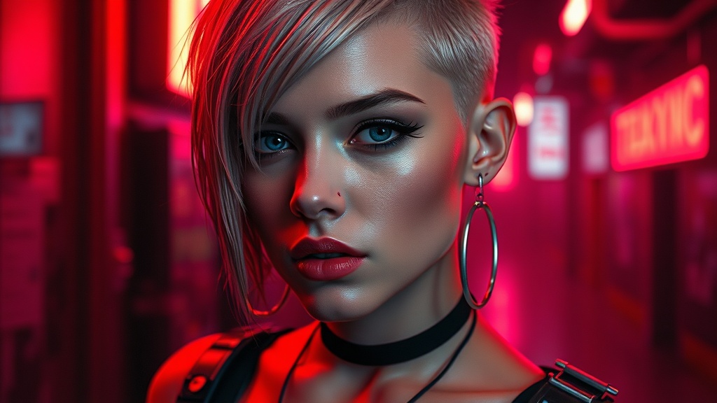 Beautiful Cyberpunk Female Artwork