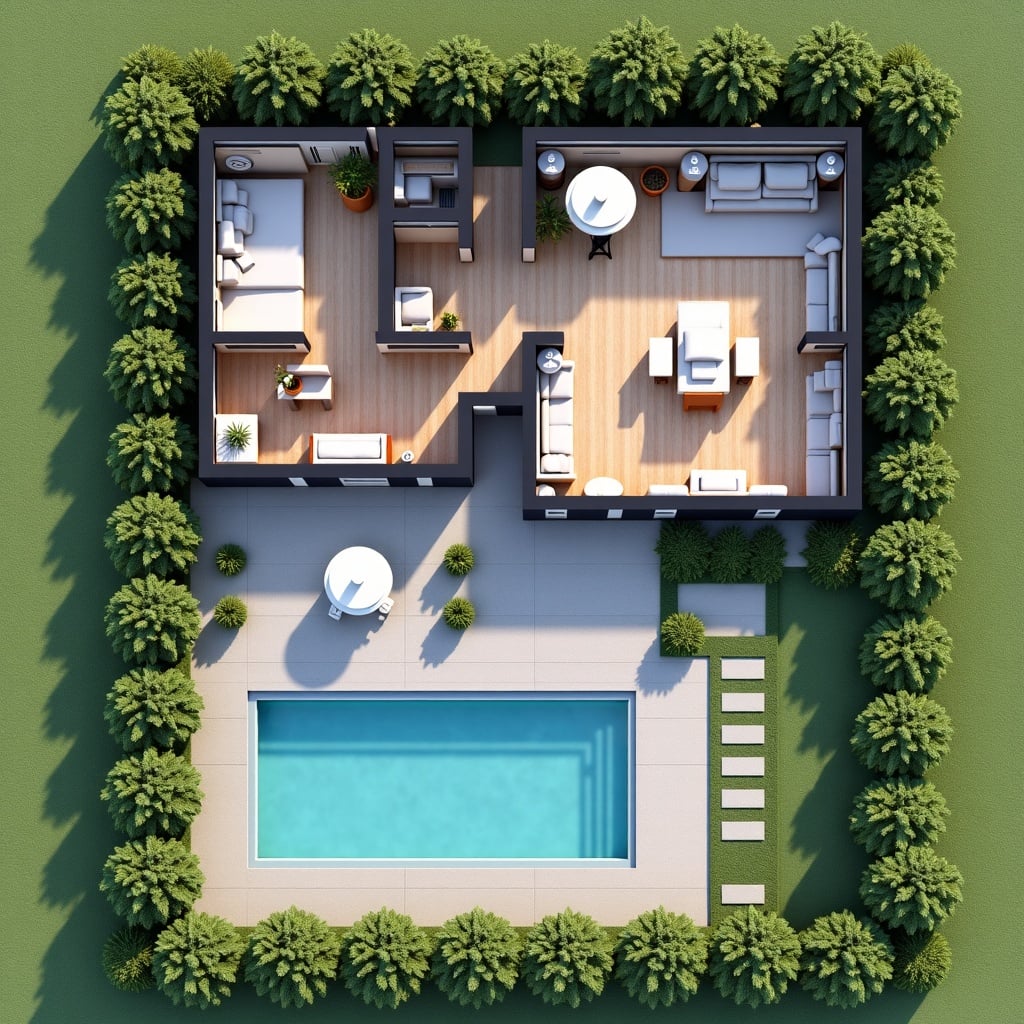 A 200 Meter Field Build A Swiming Pool And A