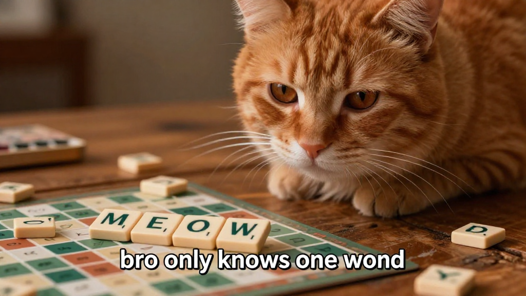 Orange Cat Playing Scrabble With Meme Text