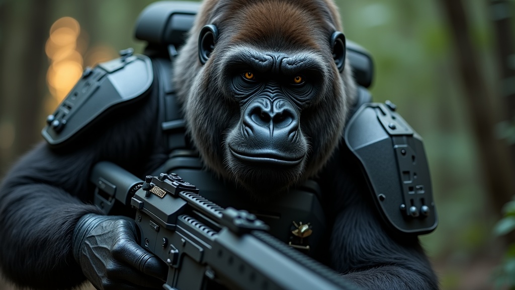 Battle-ready Gorilla Equipped Art