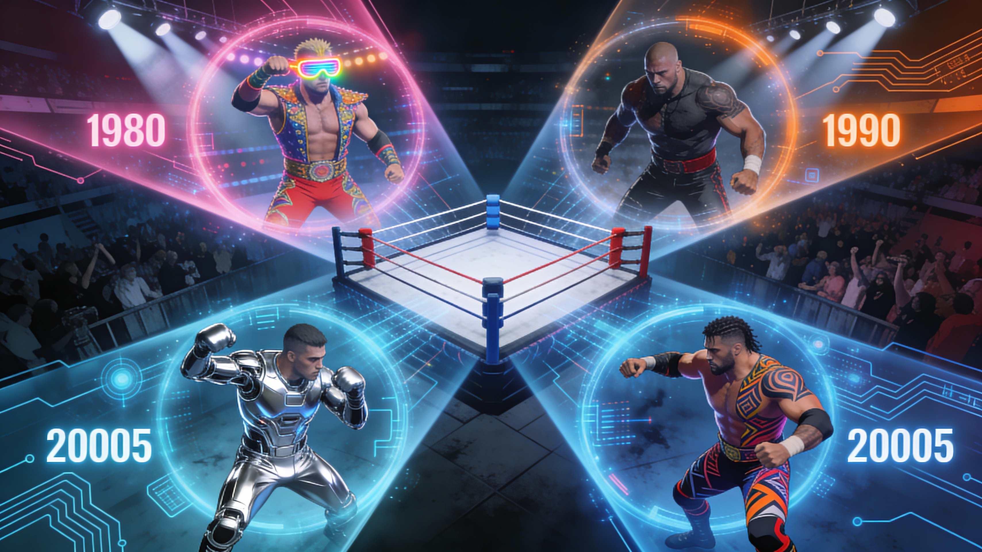 Multiple Wrestling Era Styles - Feature illustration