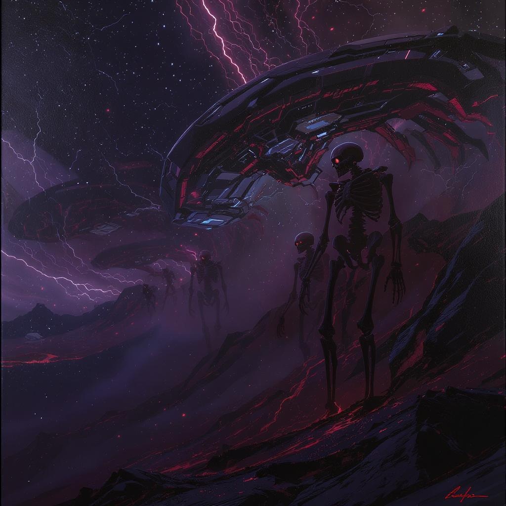 Skeletons Emerge Landscape, Art