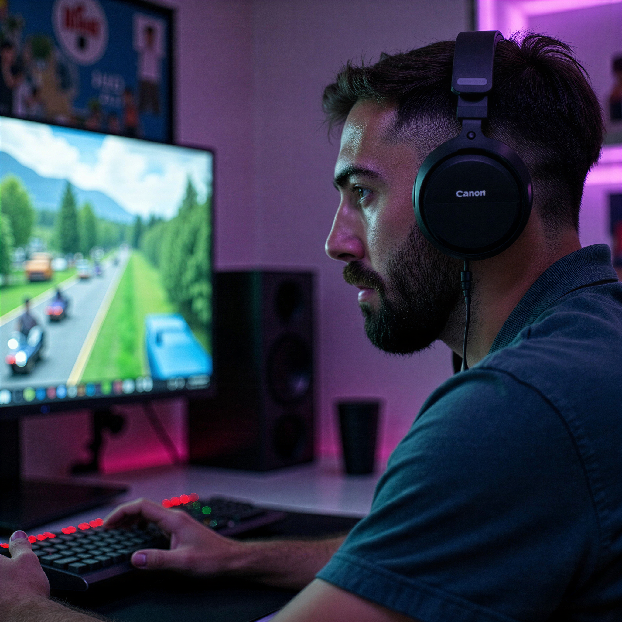 Man Playing Video Games As An Online Streamer