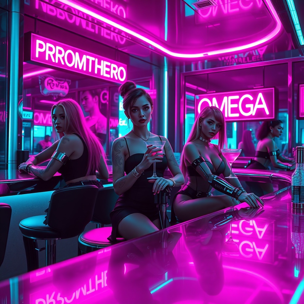 Futuristic Cyberpunk Bar, Art