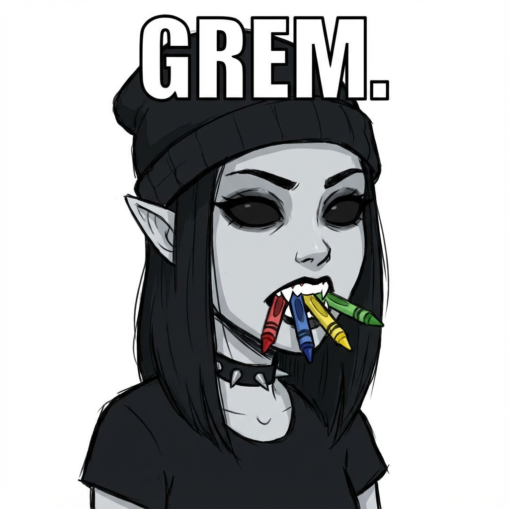Gothic Grem Girl With Crayons Meme