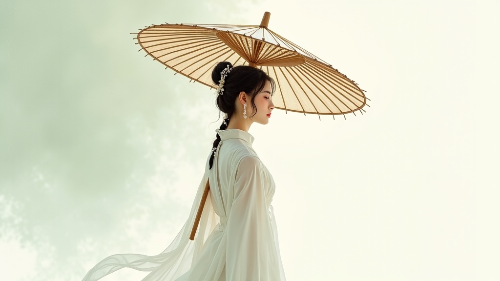 Chinese Attire Holding Artwork