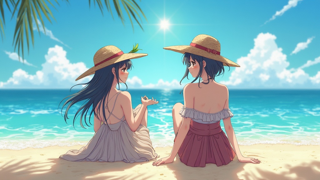 Two Women Sitting Art