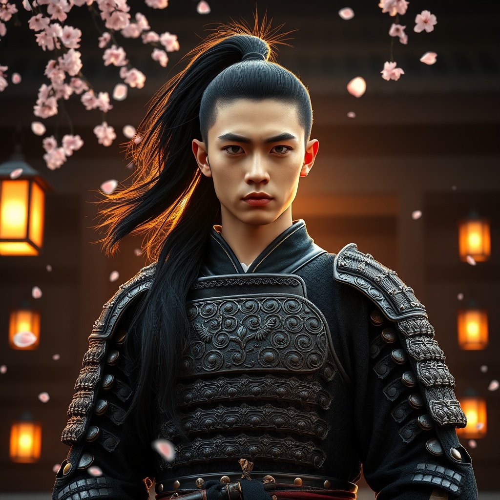 Samurai Flowing Black Artwork