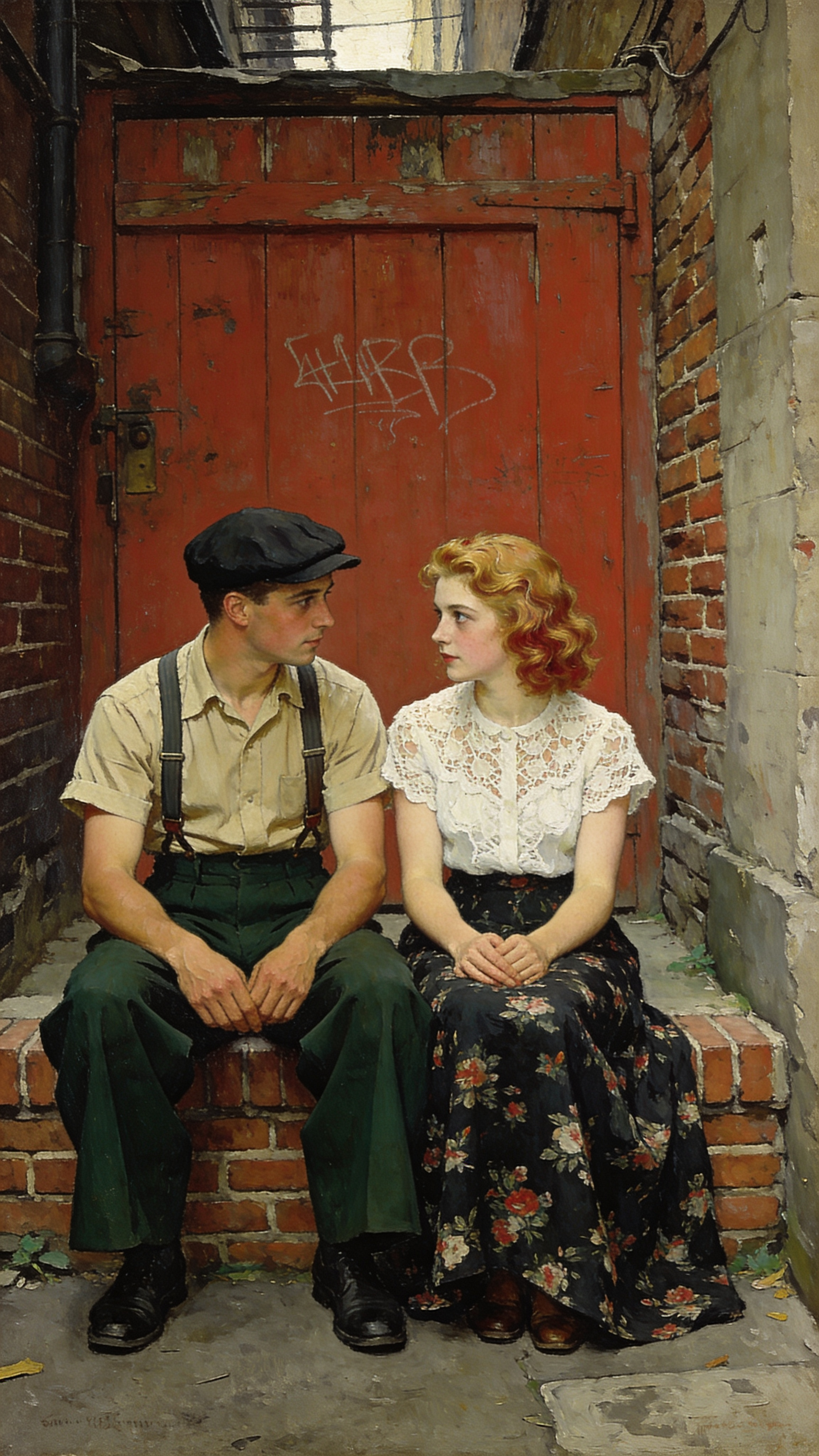 Young Couple In Gritty Urban Alleyway