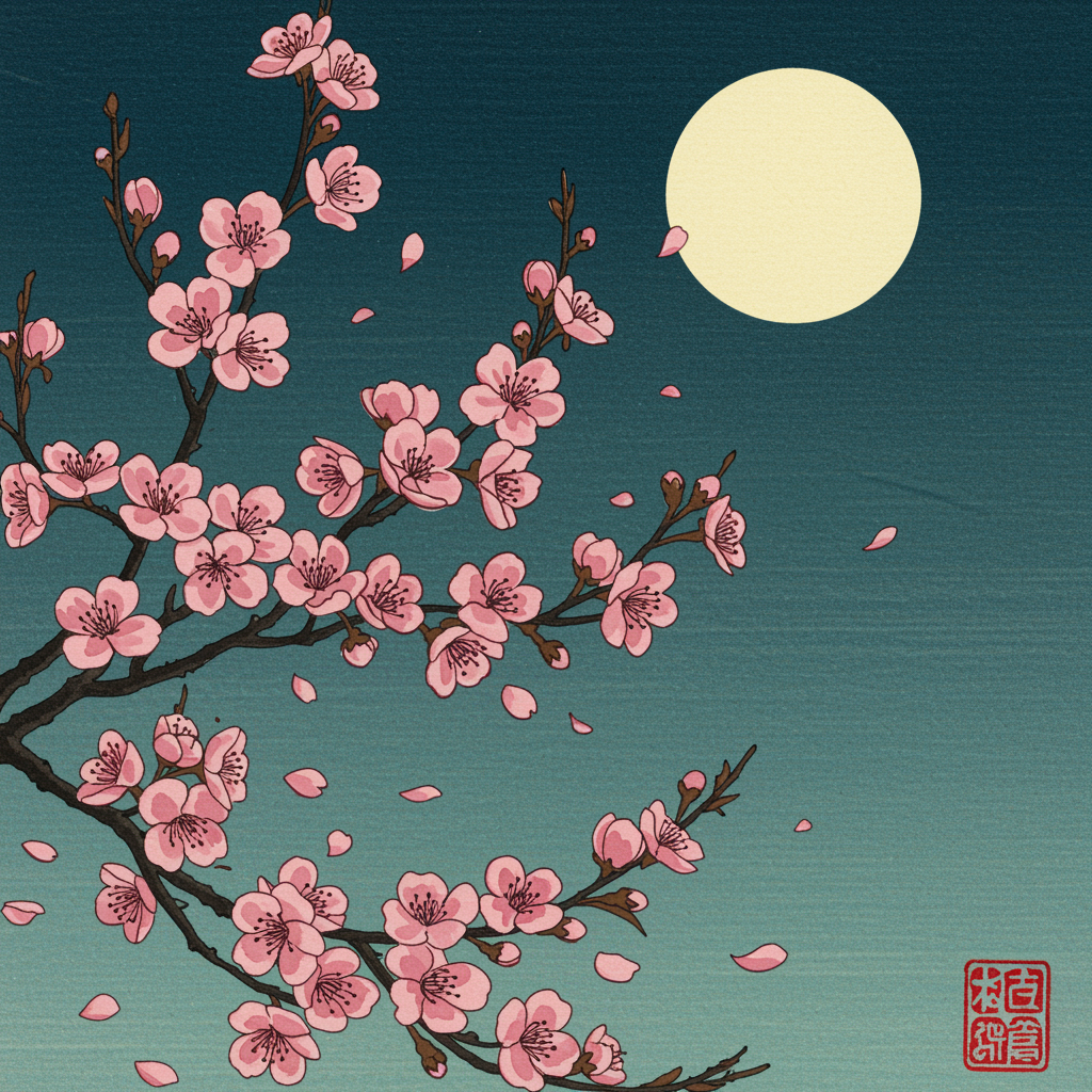 Cherry Blossoms Under Artwork