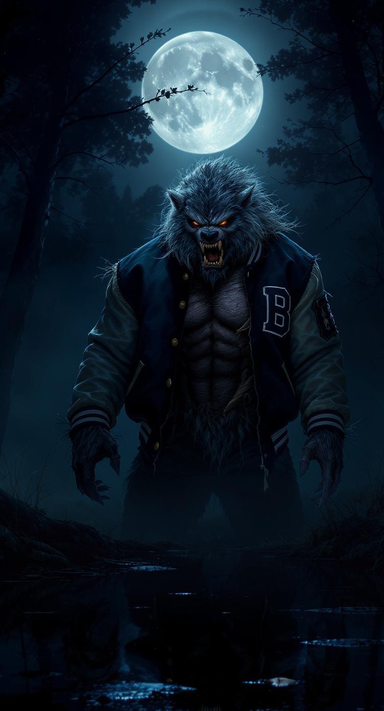 a realistic warewolf howling at a full moon, it is