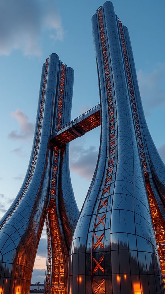 Gleaming Metallic Structures Art