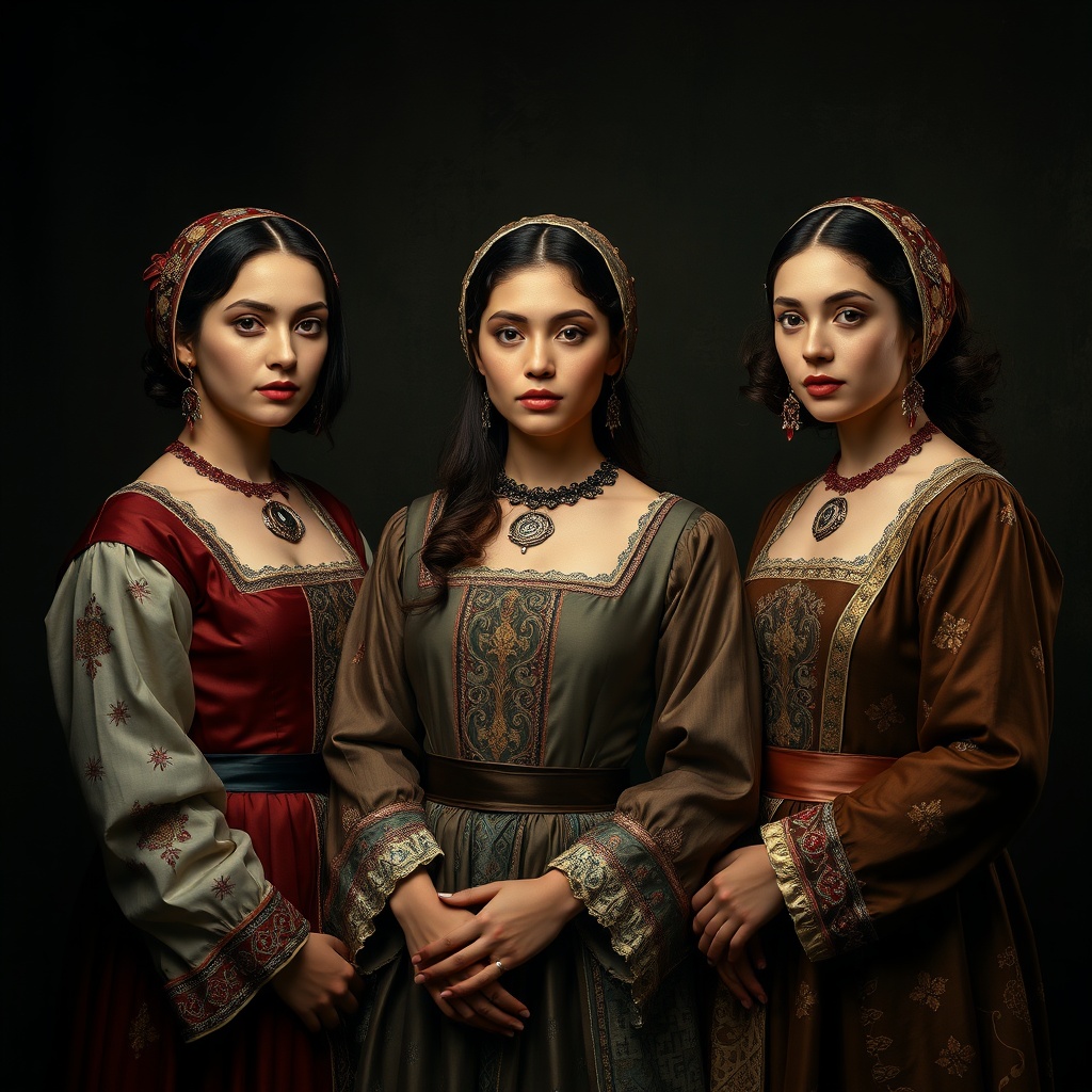Three Women Elegantly Art
