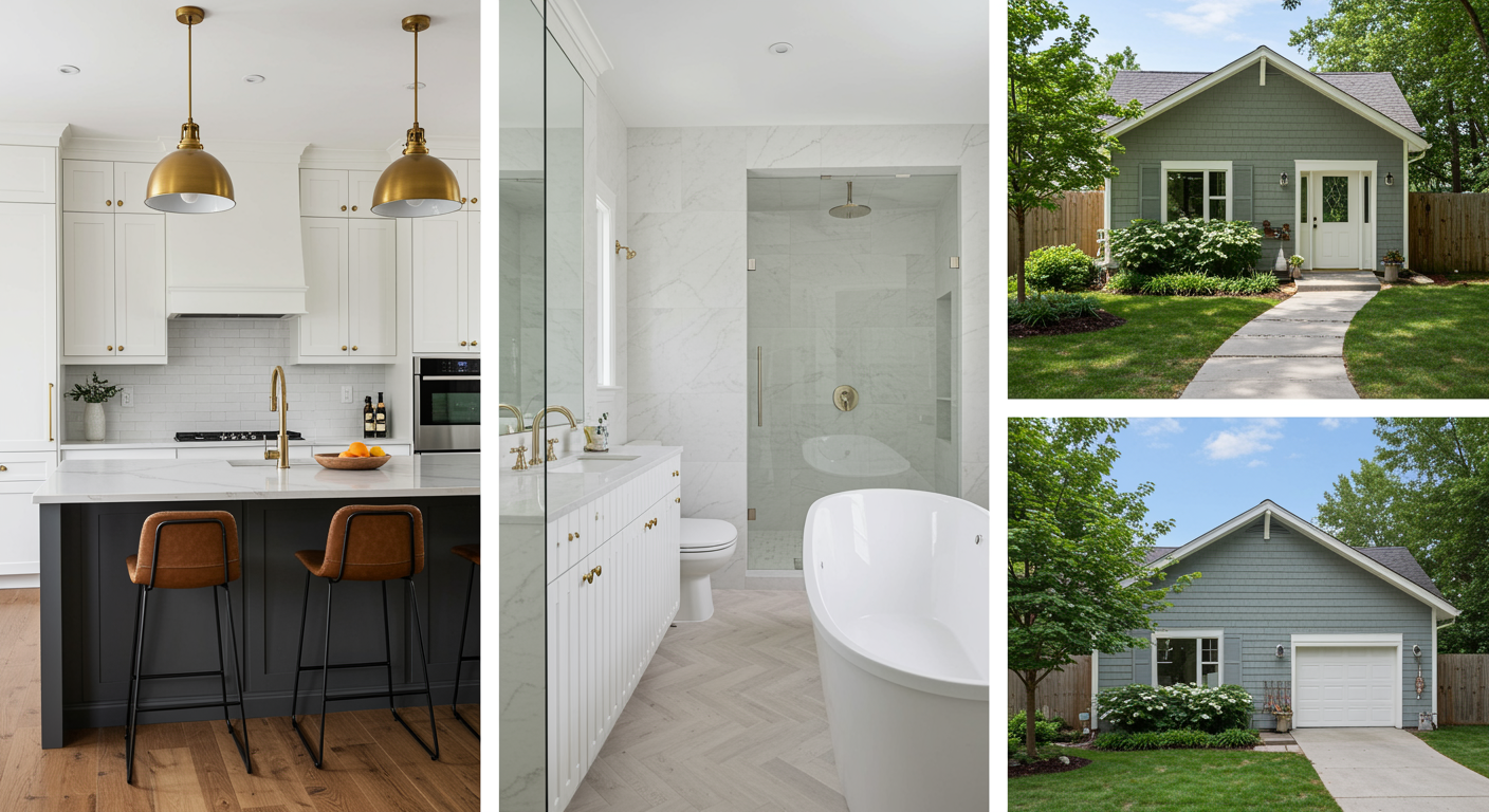 Kitchen, bath, and curb appeal covered - Feature illustration