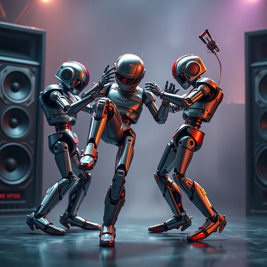 Three Vibrant Robots Art