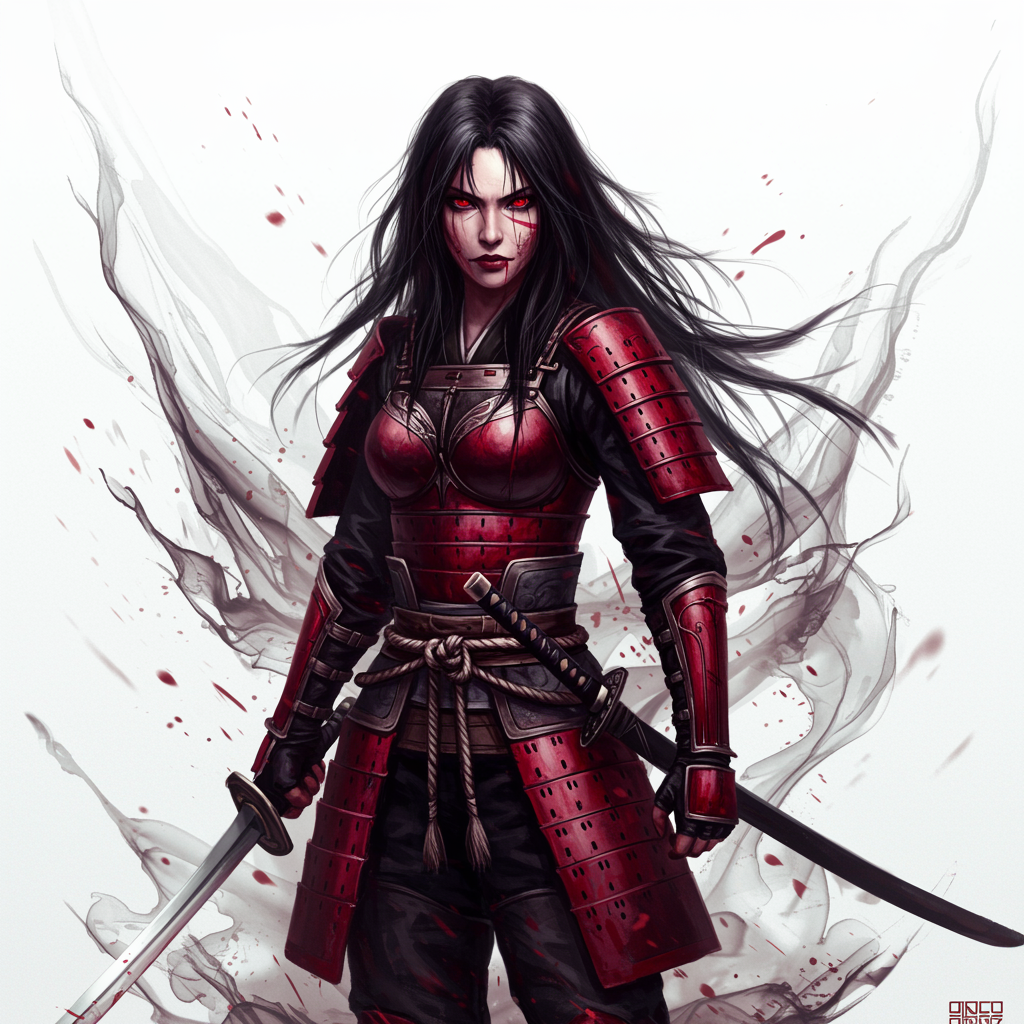Female Warrior Black Artwork