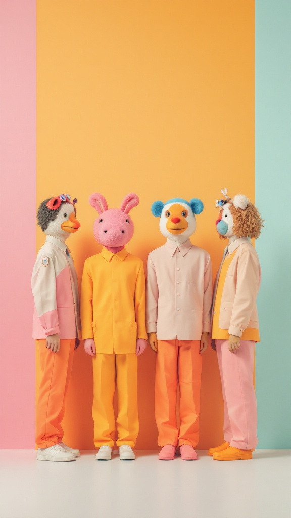 IMG_4321.JPG, wes anderson symmetrical composition, pastel color palette, central framing, quirky characters in matching uniforms IMG_4321.JPG, wes anderson symmetrical composition, pastel color palette, central framing, quirky characters in matching uniforms