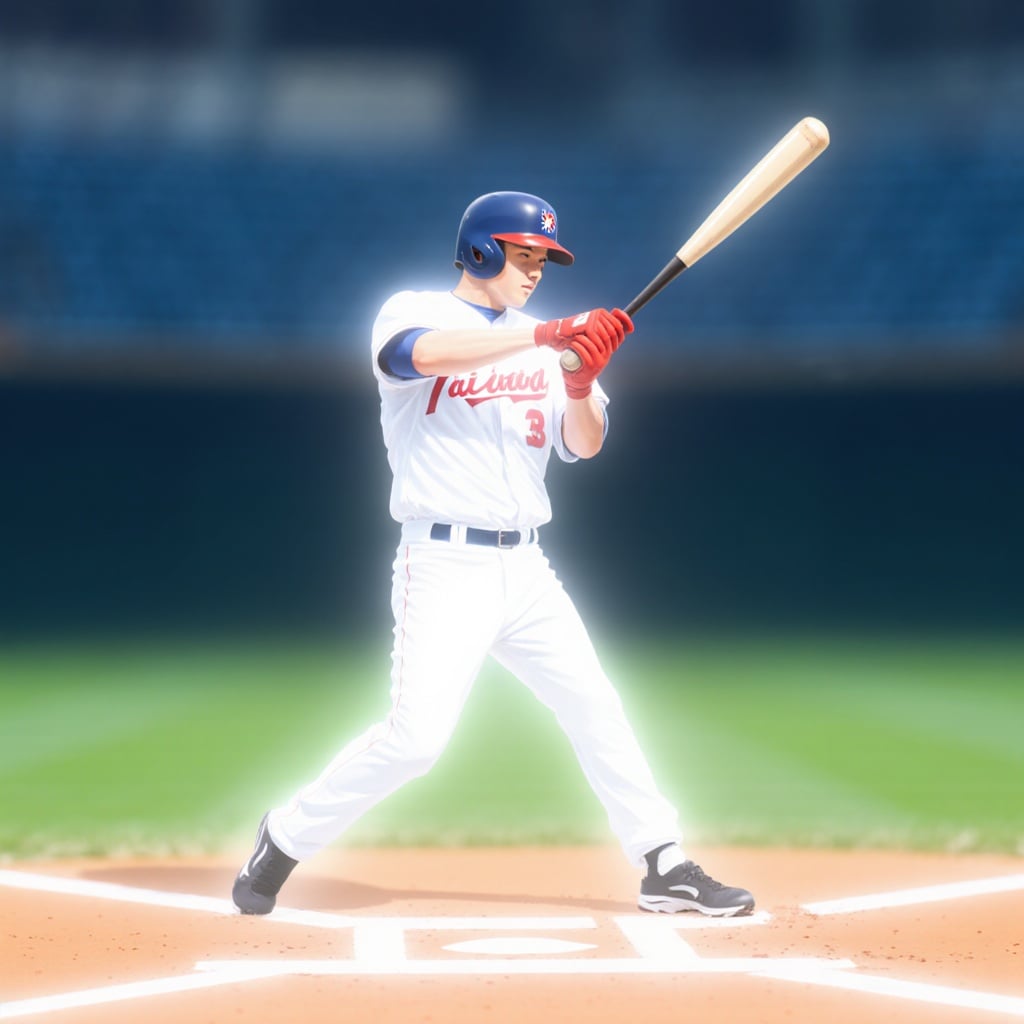 Draw An Image Taiwanese Baseball Player Hiting Home Run Make