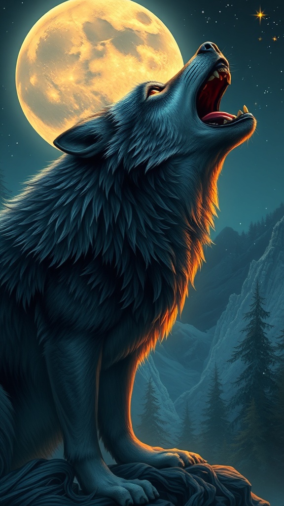 AI Majestic Wolf Design