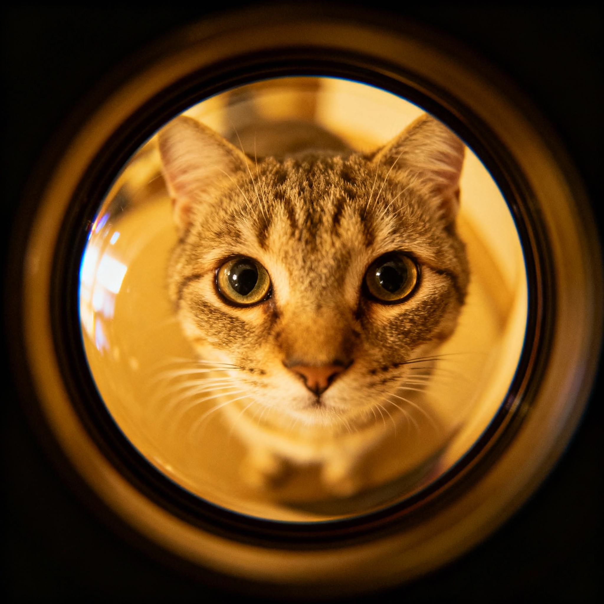 A Cat Looking Into A Fisheye