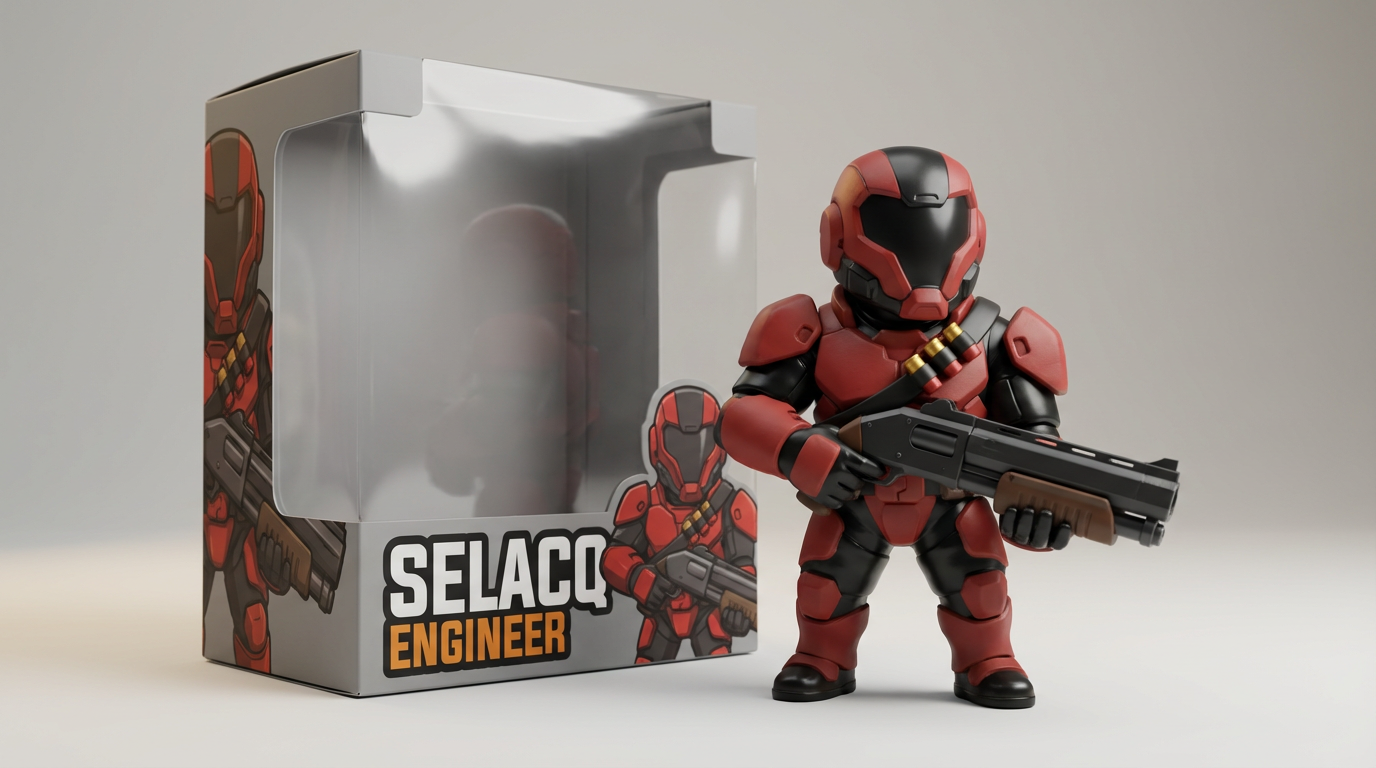 Red Armored Engineer Action Figure With Shotgun