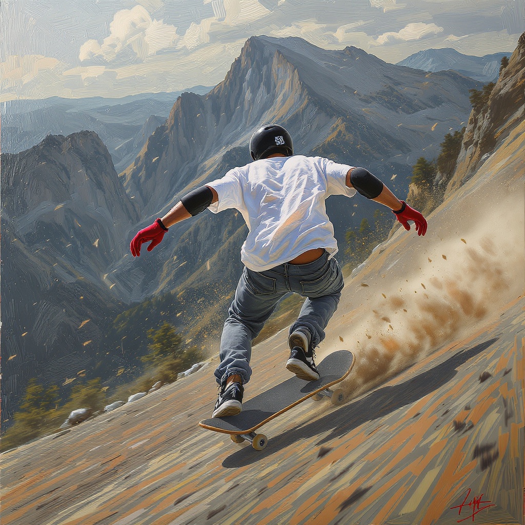 Depiction Skateboarder Expertly Artwork