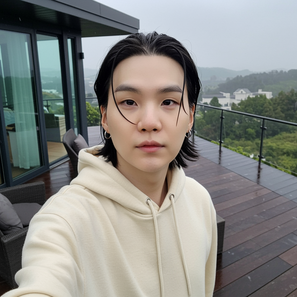 Suga Bts With Slicked Back Undercut Hair Wearing A Cool