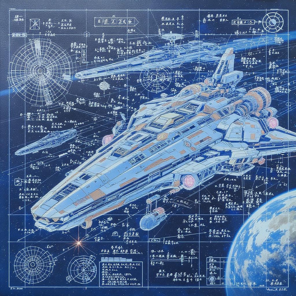 Intricately Detailed Blueprint Art