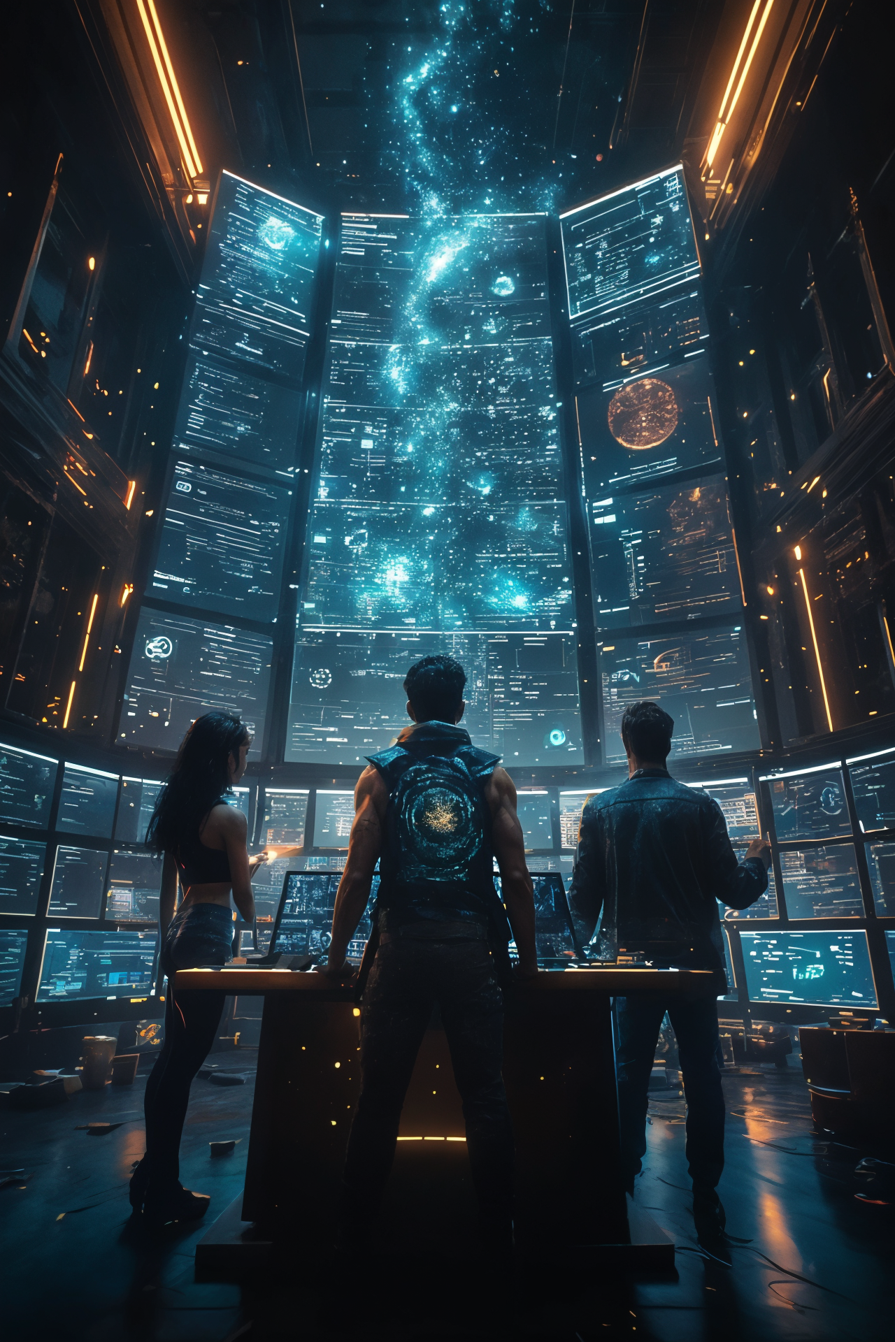 Photorealistic High Tech Software Command Center With Cosmic Undertones Three