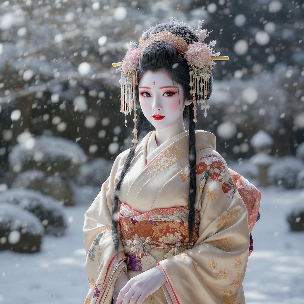 Ethereal Geisha Amidst Art