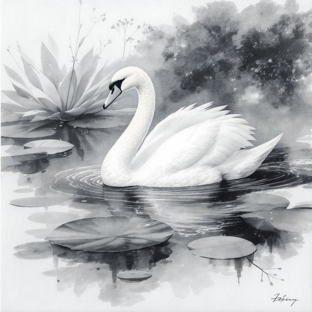 Swan White Plumage Art