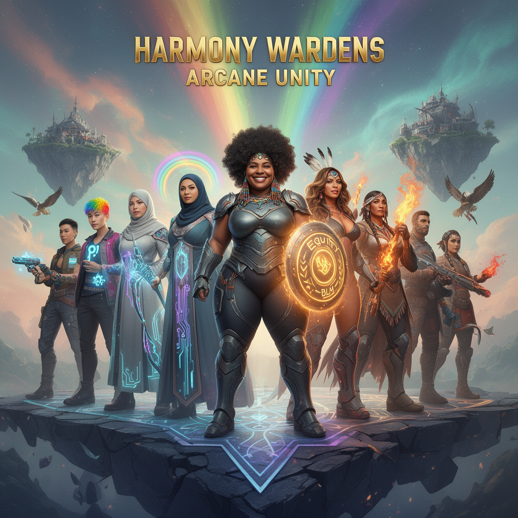 Diverse Heroes United On Floating Islands