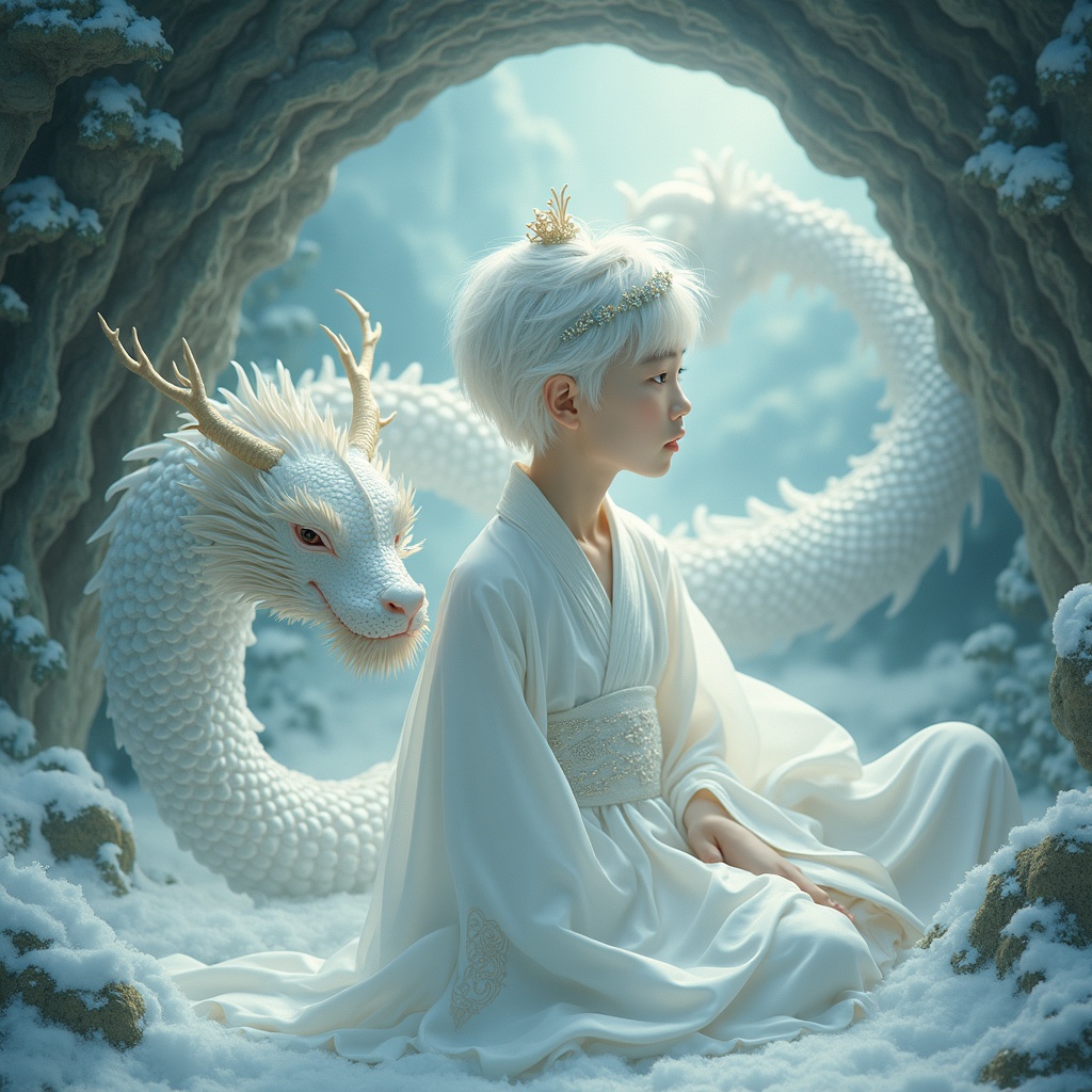 White-haired Chinese Boy Artwork