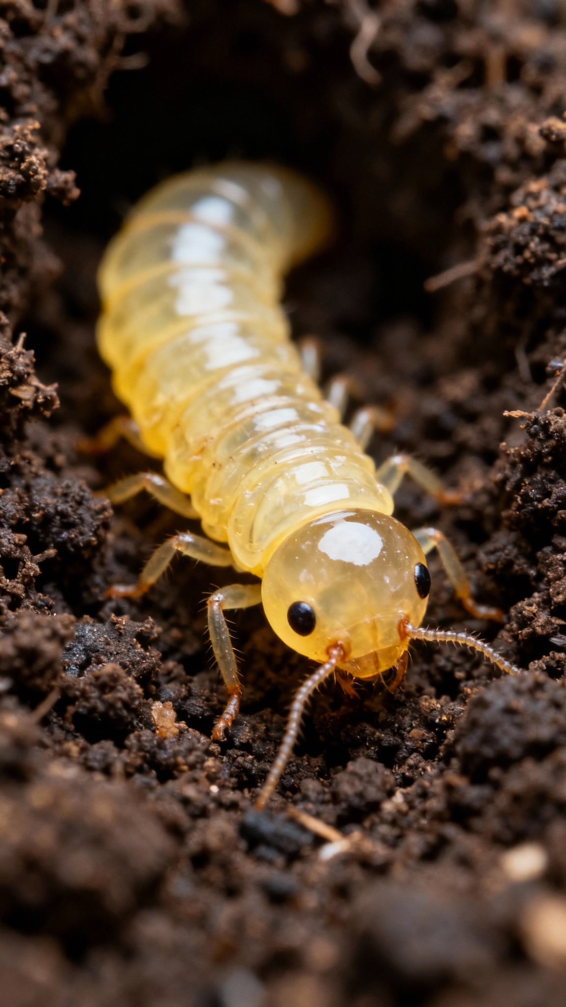 A rare species of parasitic fly larva mimics the a