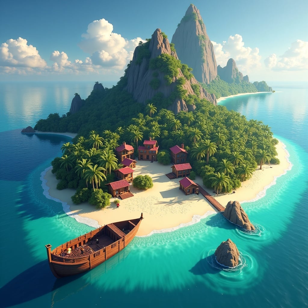 Tropical Island With A Shipwreck On The Shore A Fresh