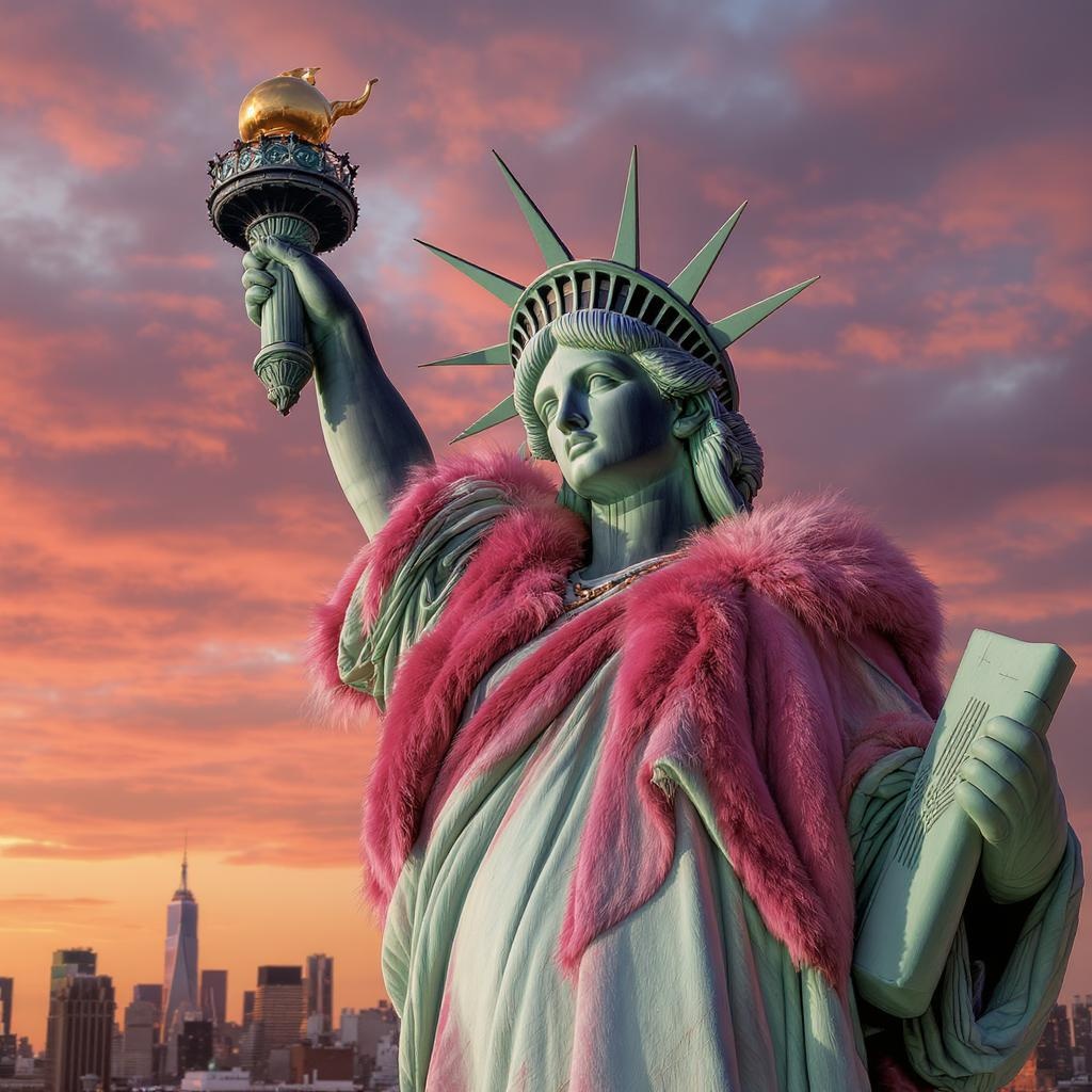 Statue Adorned Pink Art