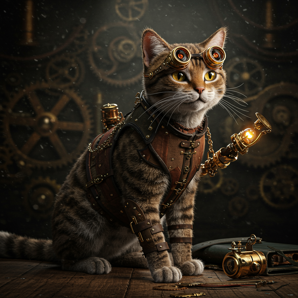 Steampunk Feline, Ultra-detailed Artwork