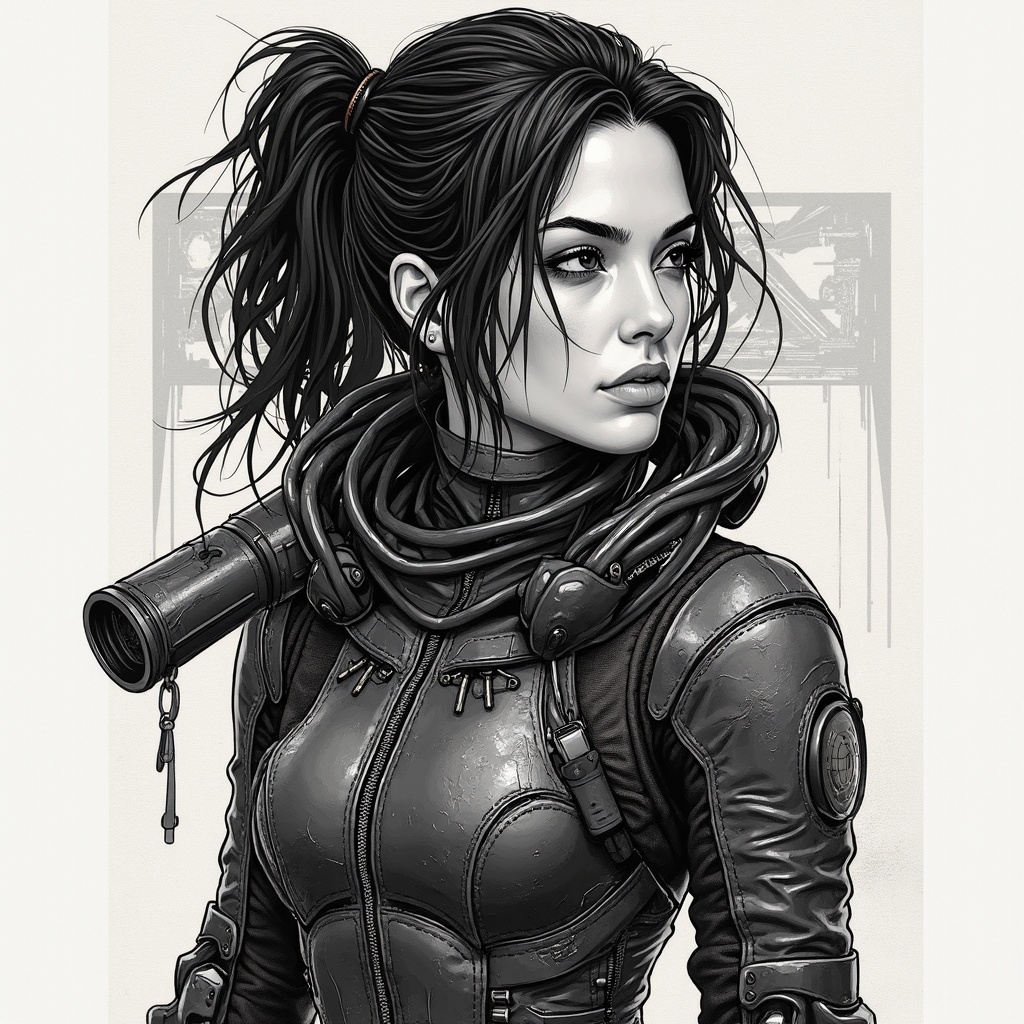 Inked Portrait Female Artwork