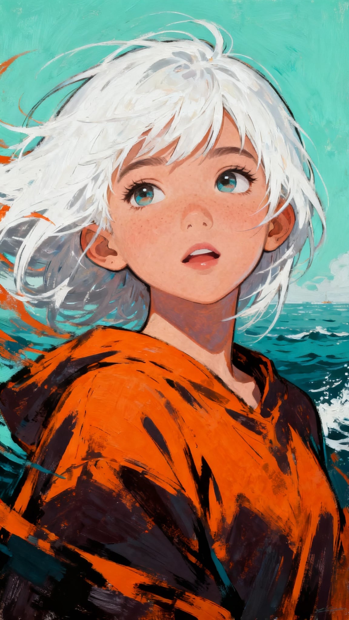 A Close Up Image Of A Girl With Striking White