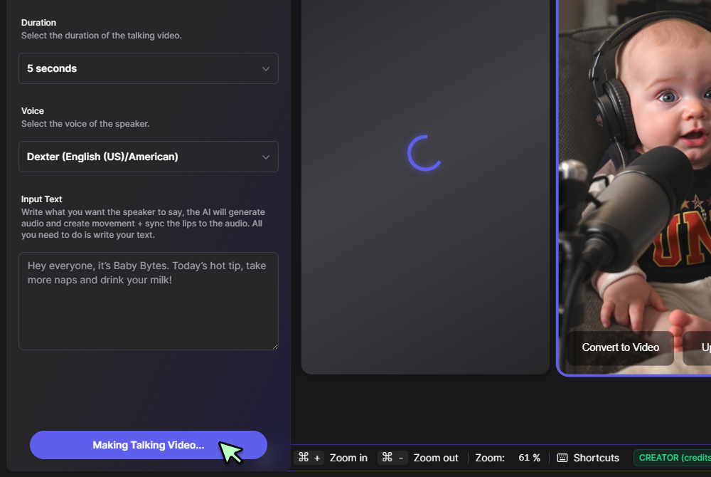 Step 2: Generate the Talking Clip