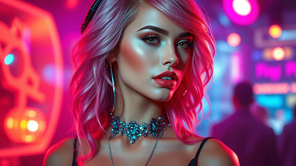 Partygoer Woman Adorned Artwork