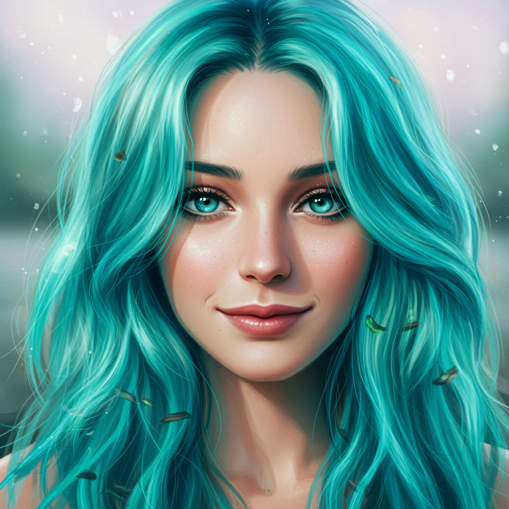 Portrait Aquamarine Hair, Art