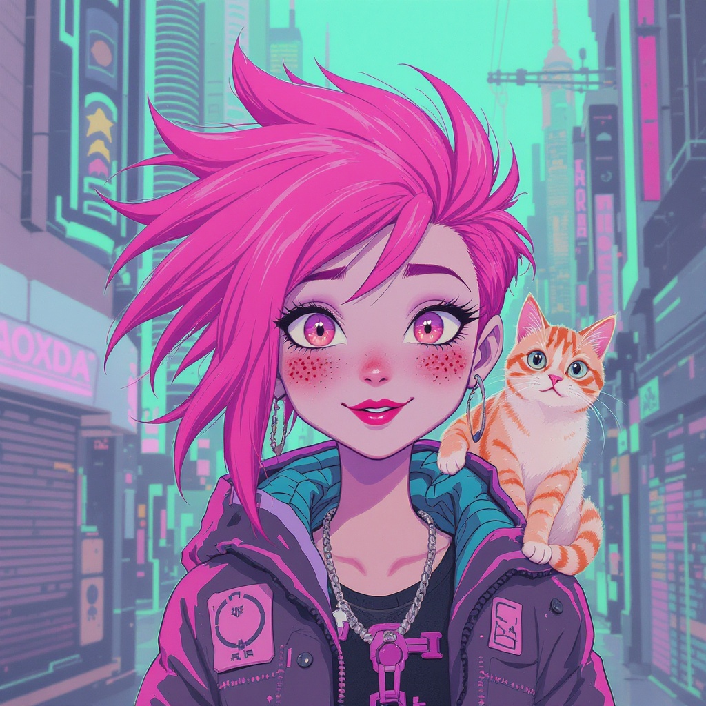 Girl Pink Hair Artwork