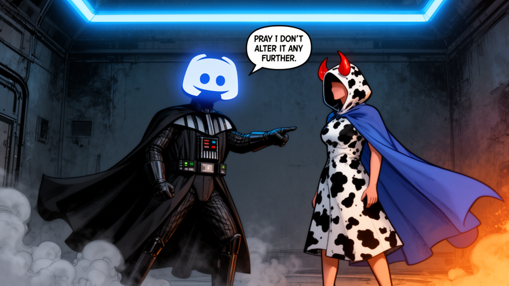 Discord Vader Accuses Cow-print Devil
