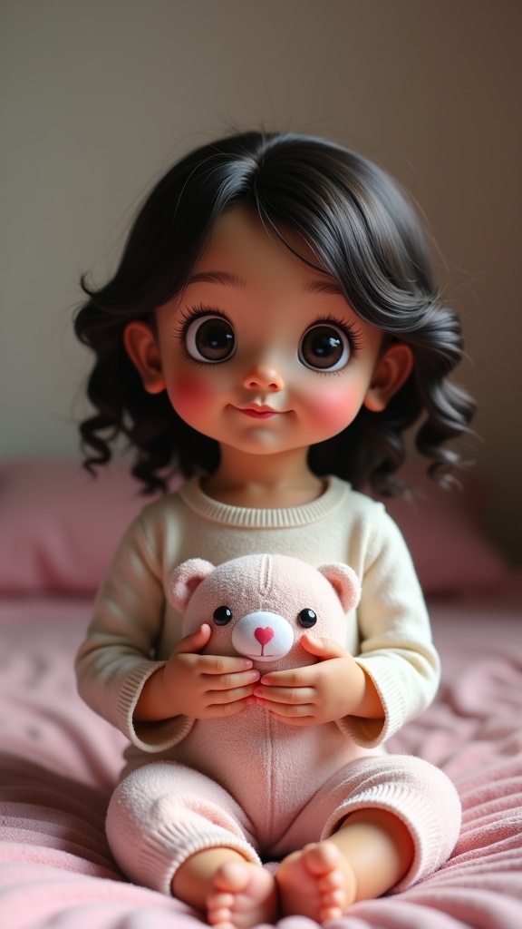 quiero una foto realista de Lydia es una niña de nueve años con ojos oscuros y cabello largo y oscuro. Se ve linda y dulce, lidia esta en su habitacion infantil despues de la escuela. esta en ropa interior infantil sentada en el suelo y muy abierta de piernas. su ropa esta en el suelo se pueden ver sus braguitas